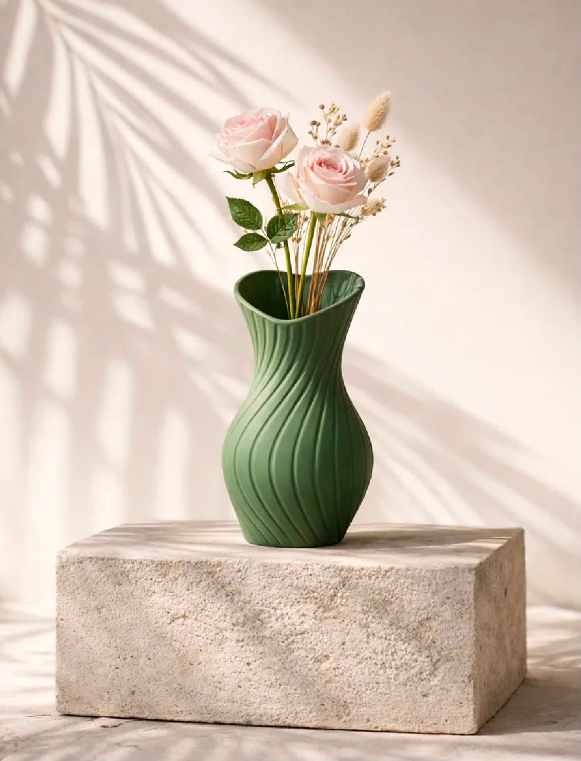 Spiral yaşıl vaza